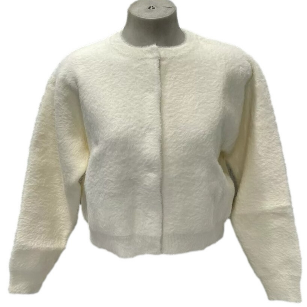 NEW LINE AND DOT Women's Sweater Kent Button Front Size S Cream